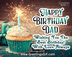 Happy Birthday Gif for Dad with Blue Cupcake with Sparklers