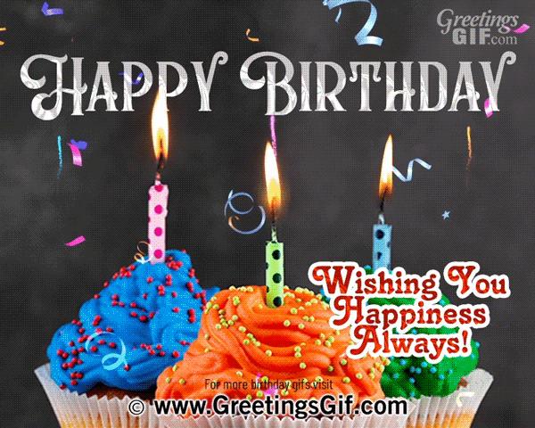 Animated Happy Birthday Gif 2 Animated Happy Birthday Gif with Cupcake, Fireworks and Confetti