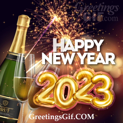 Happy New Year Fireworks Gif - 1157 1 Best Happy New Year 2023 Gif with Champagne and Fireworks