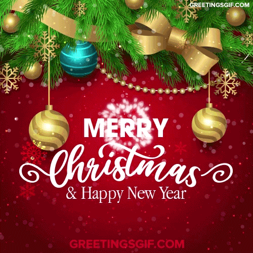 Merry Christmas Gif - 1425 4 Merry Christmas Gif with Christmas Decorations and Falling Snow
