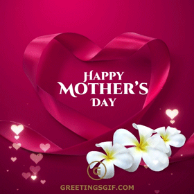 Animated Happy Mother's Day Gif with Heart and Flowers