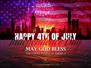 Animated Happy 4th of July Gif with Fireworks and USA Flag