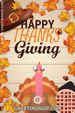 Happy Thanksgiving with Dancing Turkey Gif