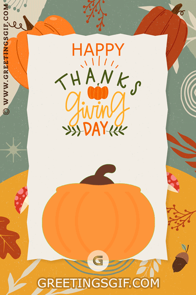 Happy Thanksgiving Gifs - 1472 14 Happy Thanksgiving with Turkey inside a Pumpkin Gif
