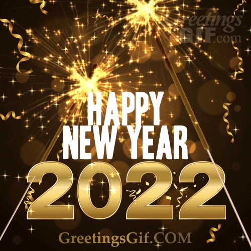 Animated Glitter Happy New Year Gif - 1442 2 Sparkles Happy New Year 2022 Fireworks GIF with Glitter and Sparkles