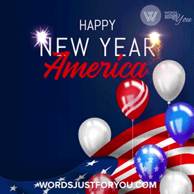Happy New Year America GIF - 1494 4 Animated Happy New Year America Gif 2022 Fireworks and Balloons