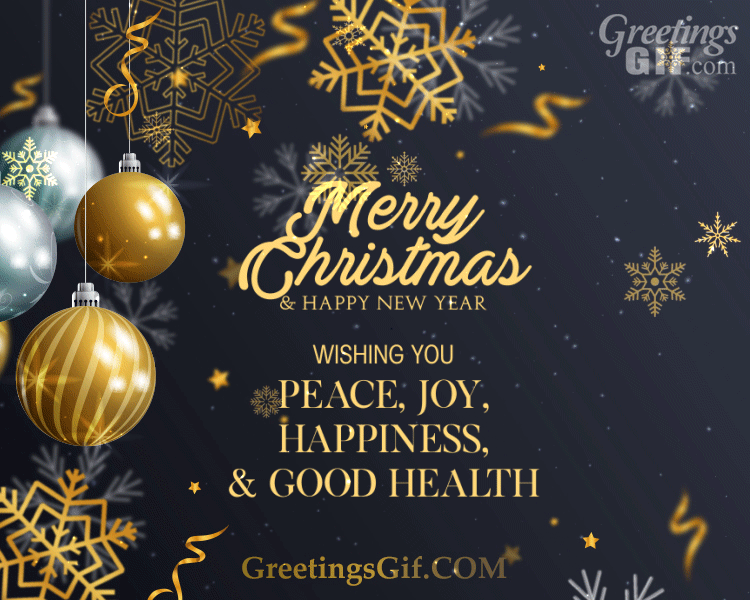 Merry Christmas Gif with Christmas Decorations