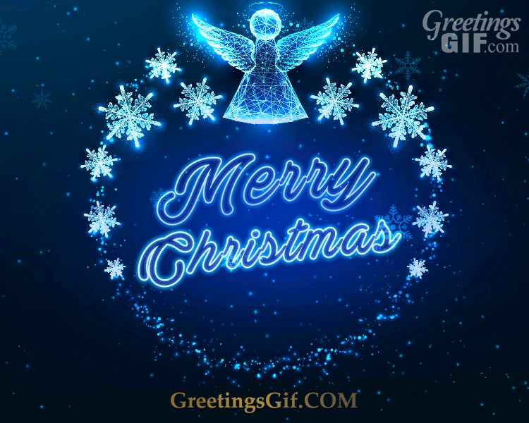 50+ Merry Christmas and Happy New Year Gifs - 1473 10 Neon Merry Christmas Gif with Angel