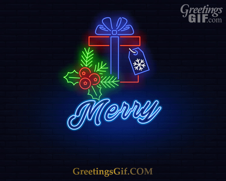 50+ Merry Christmas and Happy New Year Gifs - 1473 14 Neon Merry Christmas Gif with Angel