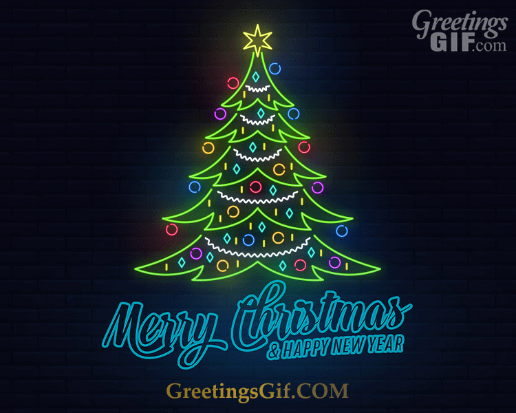 50+ Merry Christmas and Happy New Year Gifs - 1473 30 Neon Merry Christmas Gif with Angel