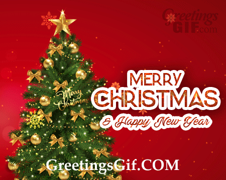 50+ Merry Christmas and Happy New Year Gifs - 1473 94 Glitter Merry Christmas Tree Gif with Christmas Decorations and Animated Snowflakes