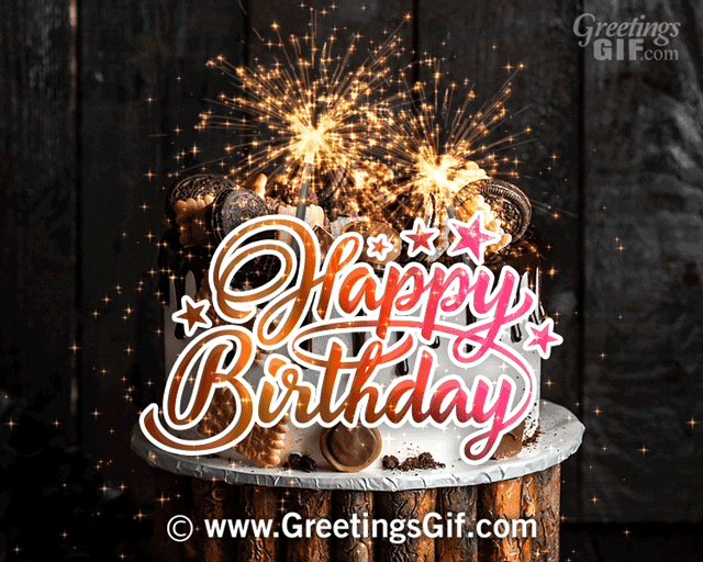 Animated Happy Birthday GIFs - 1511 1 Animated Happy Birthday Cake Gif Card wishes with Sparkles and Cookies