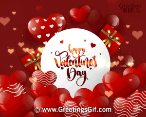 Animated Happy Valentines Day Gif with Hearts and Glitter
