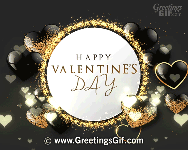 Animated Happy Valentines Day Gif - 1508 6 Amazing Happy Valentine's Day Gif with Black and Gold Hearts and Glitter