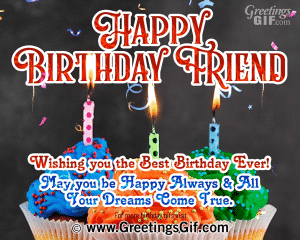 Happy Birthday Friend Gif - Happy Birthday Wishes Card for Friend