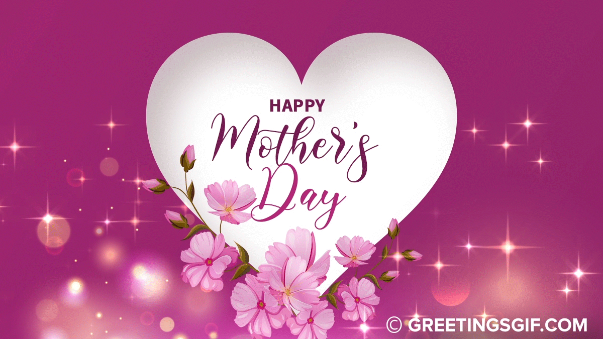 Happy Mother's Day Greetings - May 14th, 2023 14 Beautiful Animated Heart and Flowers Happy Mothers Day Card Gif