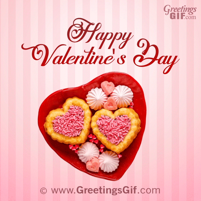 Happy Valentines Day GIFs 12 Happy Valentine's Day GIF with Heart Shaped Cookies