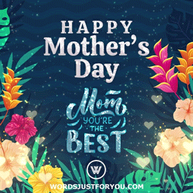 Floral Bouquet Happy Mother's Day Gif 4 Happy Mothers Day Wishes Gif with Beautiful Colourful Flowers, Hearts, Glitter