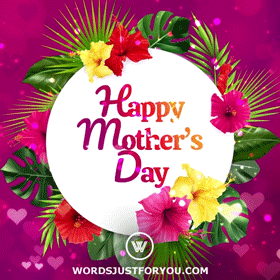Floral Bouquet Happy Mother's Day Gif 10 Tropical Floral Bouquet Happy Mother's Day Gif with Glitter Hearts