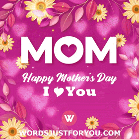 Floral Bouquet Happy Mother's Day Gif 14 Animated Happy Mothers Day Wishes on Beautiful FloralBackground and Glowing Hearts